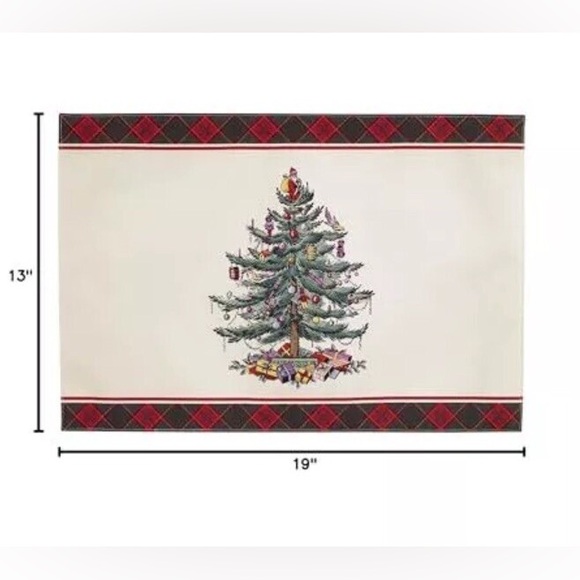 Spode nwt Christmas Tree Tartan 4 Pack Placemat Set Placemats - Red and Green - Picture 3 of 3
